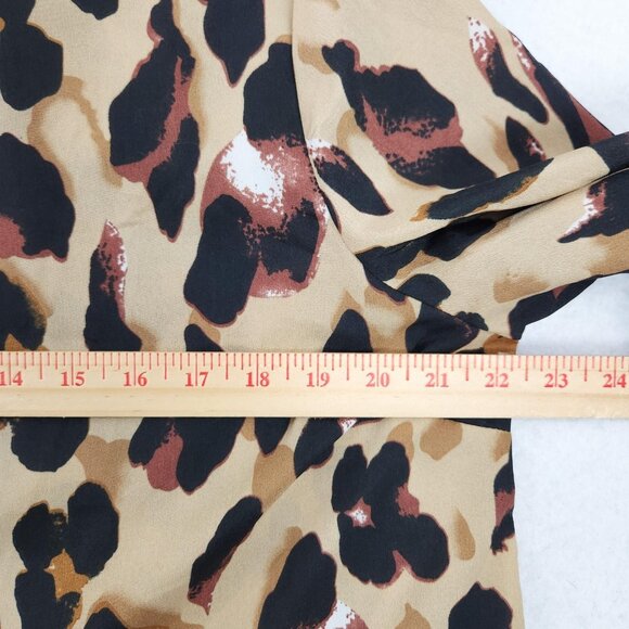 Grey Lab Shirt Womens XL Tan Black Leopard Print Button Down Long Sleeve Blouse - Picture 4 of 11